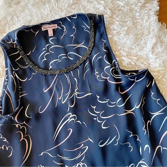 Juicy Couture sleeveless pattern layered embellished blouse womens size small S - Picture 5 of 9